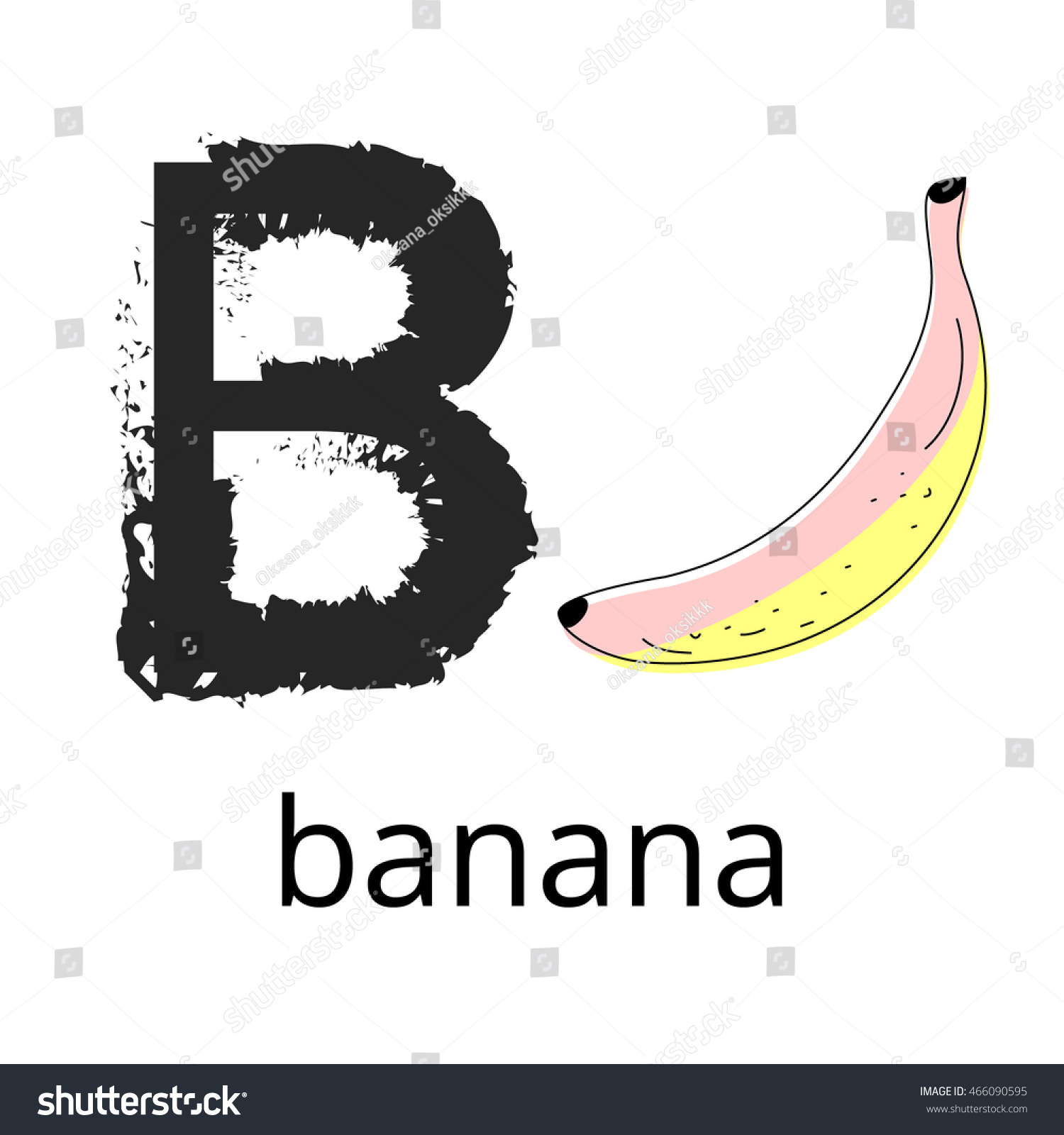 Vector Cartoon Banana Fruit Letter B Stock Vector (Royalty Free ...