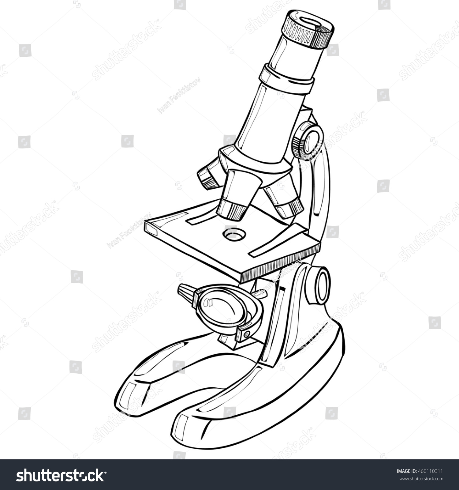 Hand Drawn Science Vintage Microscope Sketch Stock Illustration ...