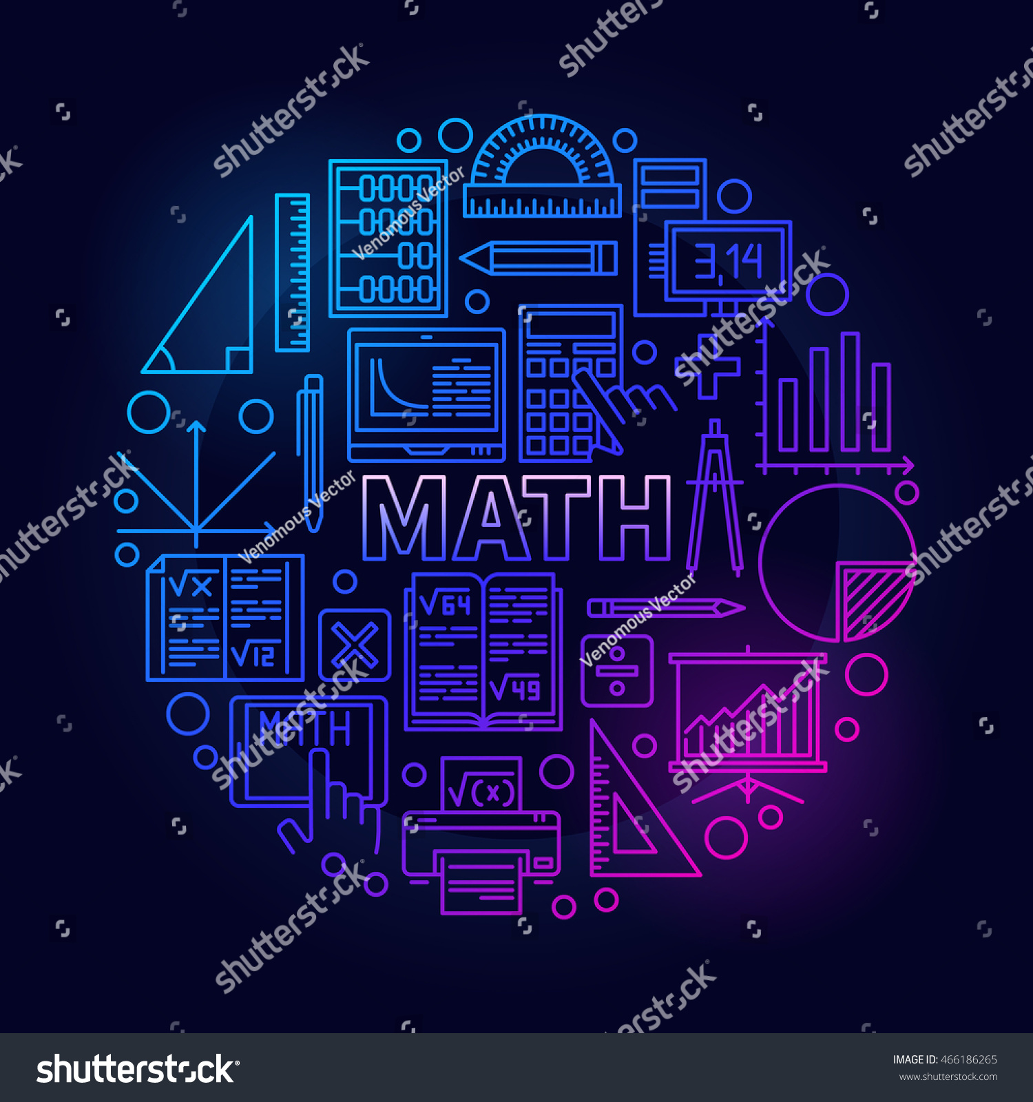 Math Round Bright Symbol Vector Colorful Stock Vector (Royalty Free ...