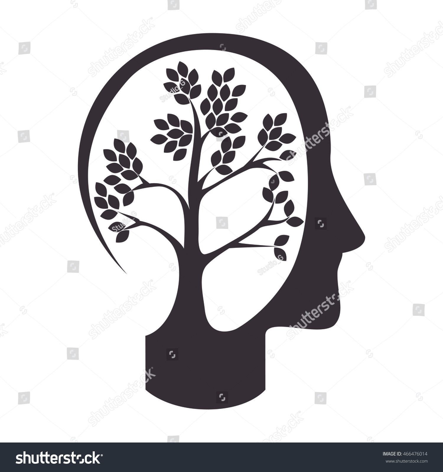 Human Head Silhouette Isolated Flat Icon Stock Vector (Royalty Free ...