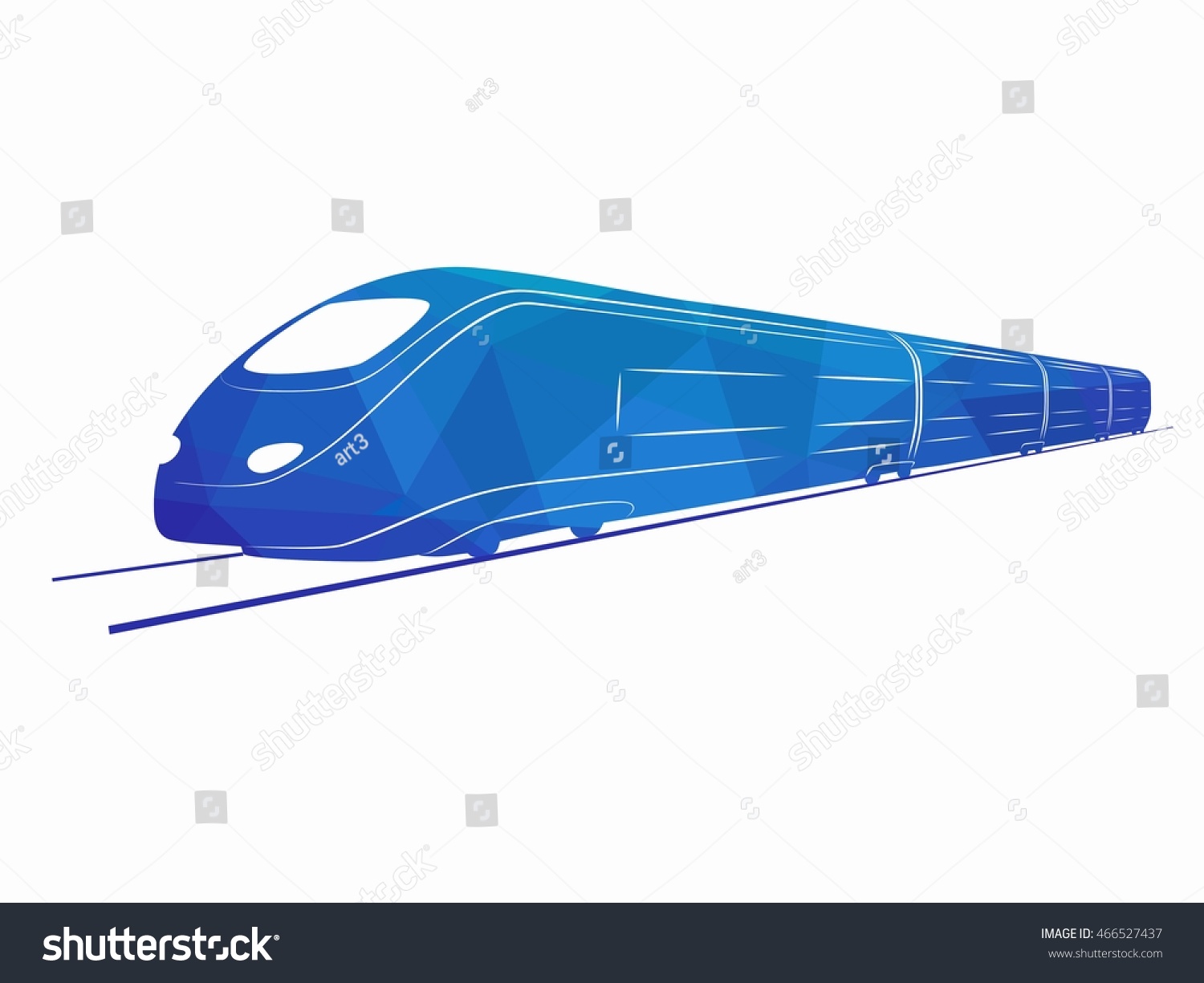 Illustration Train Blue Triangles Drawing White Stock Vector (Royalty ...