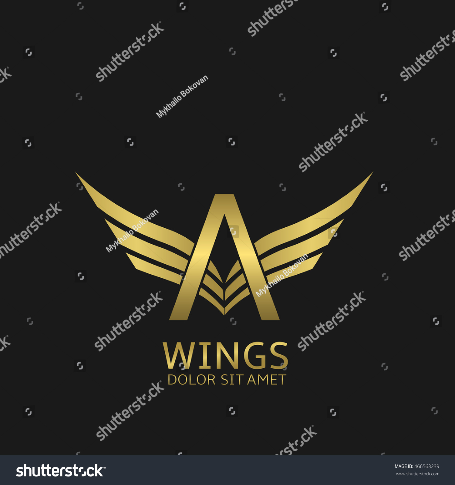 Wings Letter Logo Golden Creative Alphabet Stock Vector (Royalty Free ...