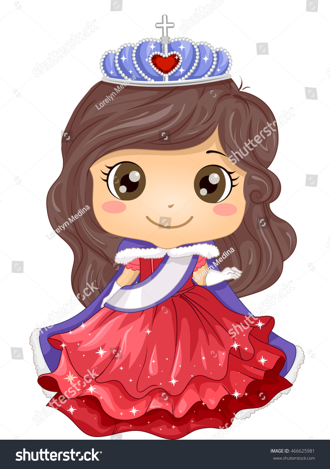 Illustration Young Beauty Queen Wearing Gown Stock Vector (Royalty Free ...