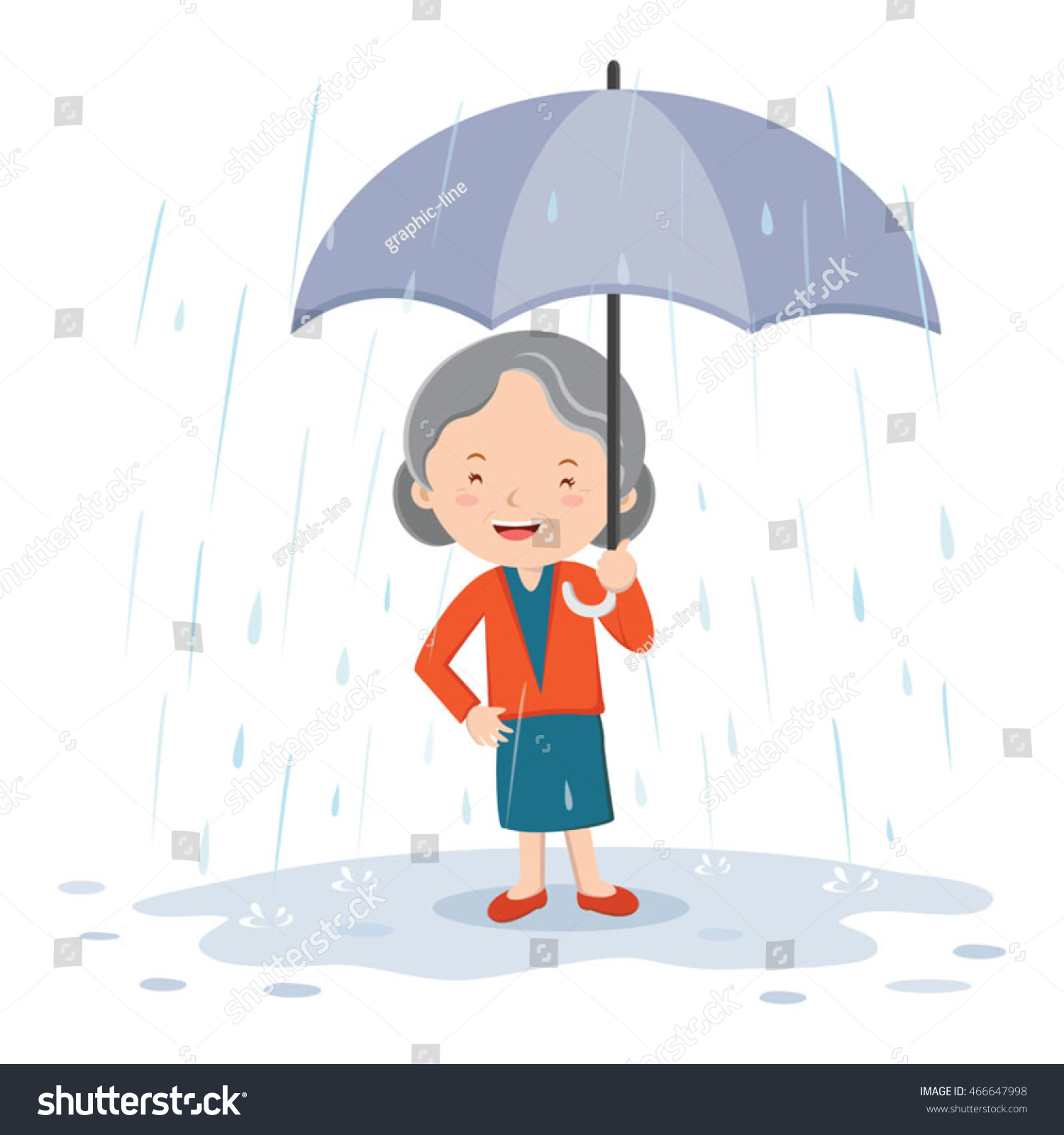 Old Woman Umbrella Vector Illustration Old Stock Vector (Royalty Free ...