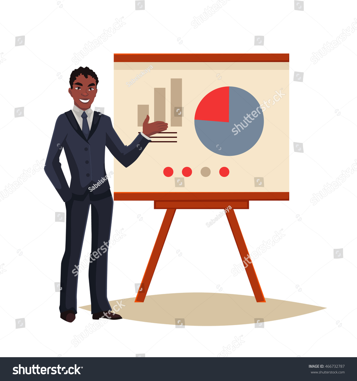 African American Businessman Giving Presentation Board Stock Vector ...