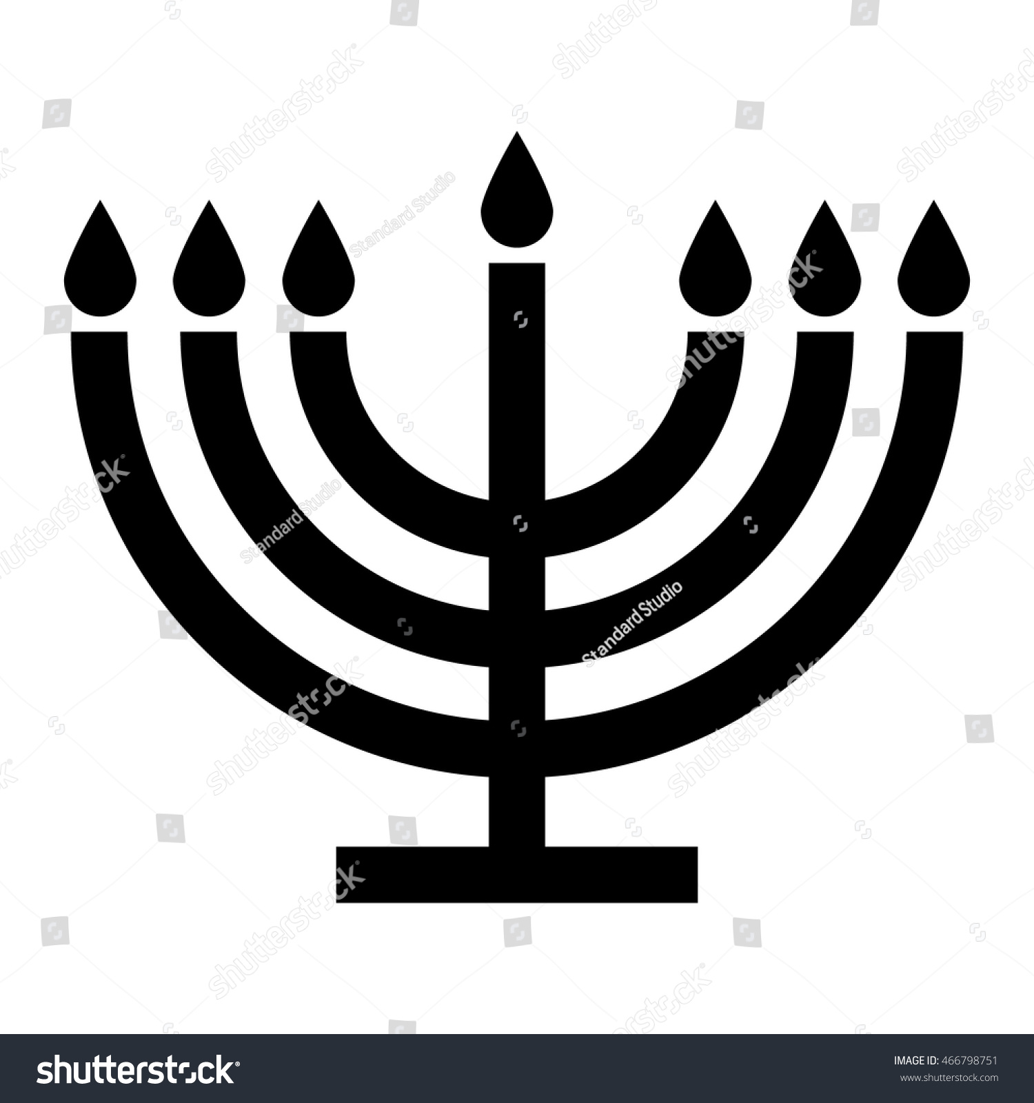 Menorah Symbol Seven Branch Black White Stock Vector (Royalty Free ...