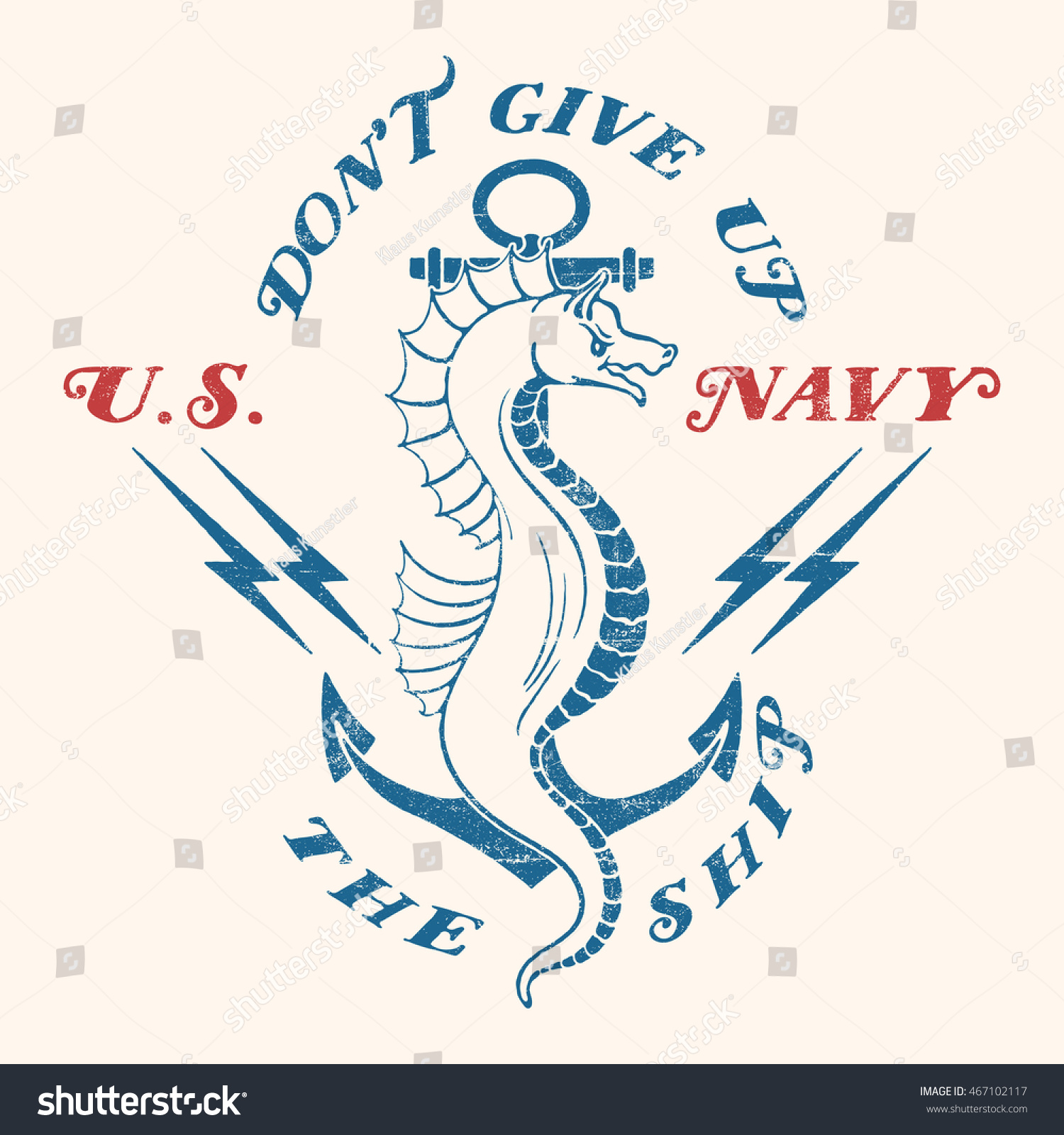 Old School Us Navy Design Sea Stock Vector (Royalty Free) 467102117 ...