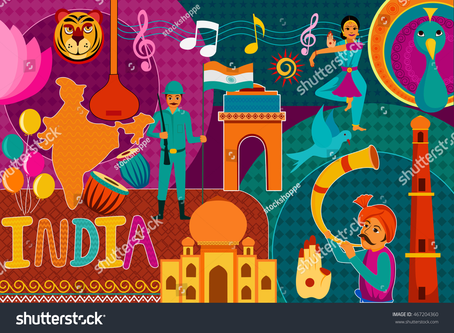 Vector Illustration Collage Displaying Rich Cultural Stock Vector ...