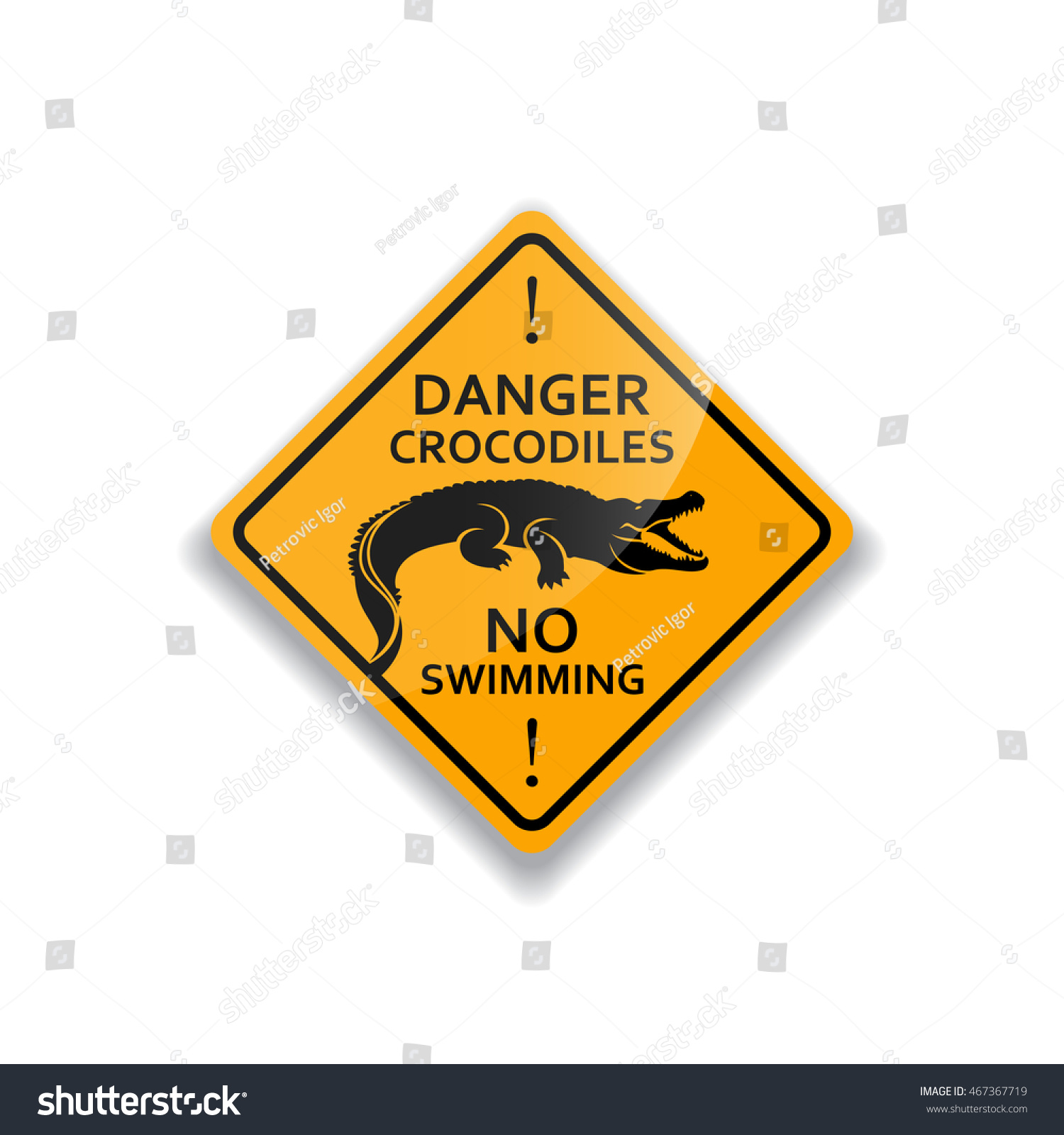 Danger Crocodile Warning Sign Vector Illustration Stock Vector (Royalty ...