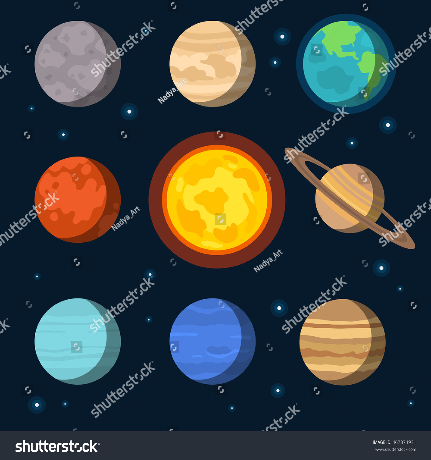 Vector Illustration Solar System Planets Isolated Stock Vector (Royalty ...