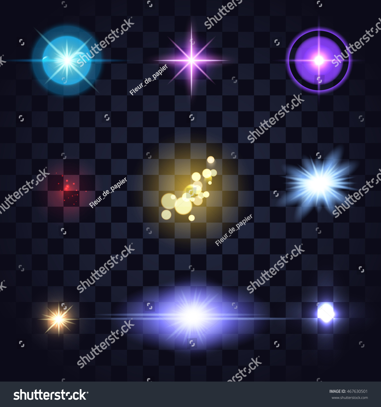 Set Glow Colored Lights Lens Fares Stock Vector (royalty Free 