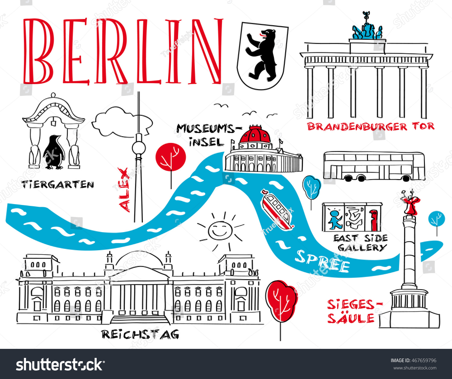 Плакат достопримечательности Берлина