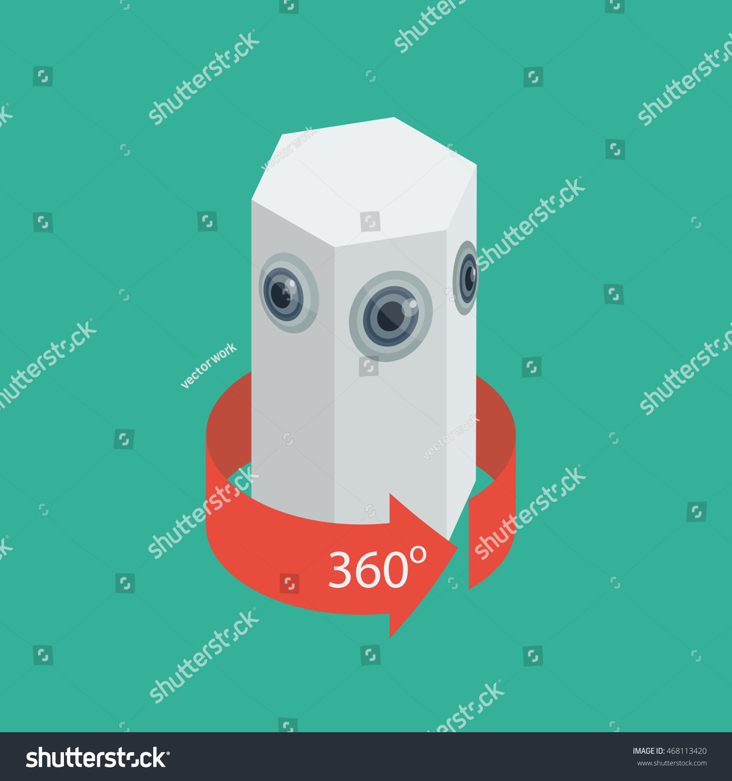 Concept Virtual Reality Camera 360 Degrees Stock Vector (Royalty Free