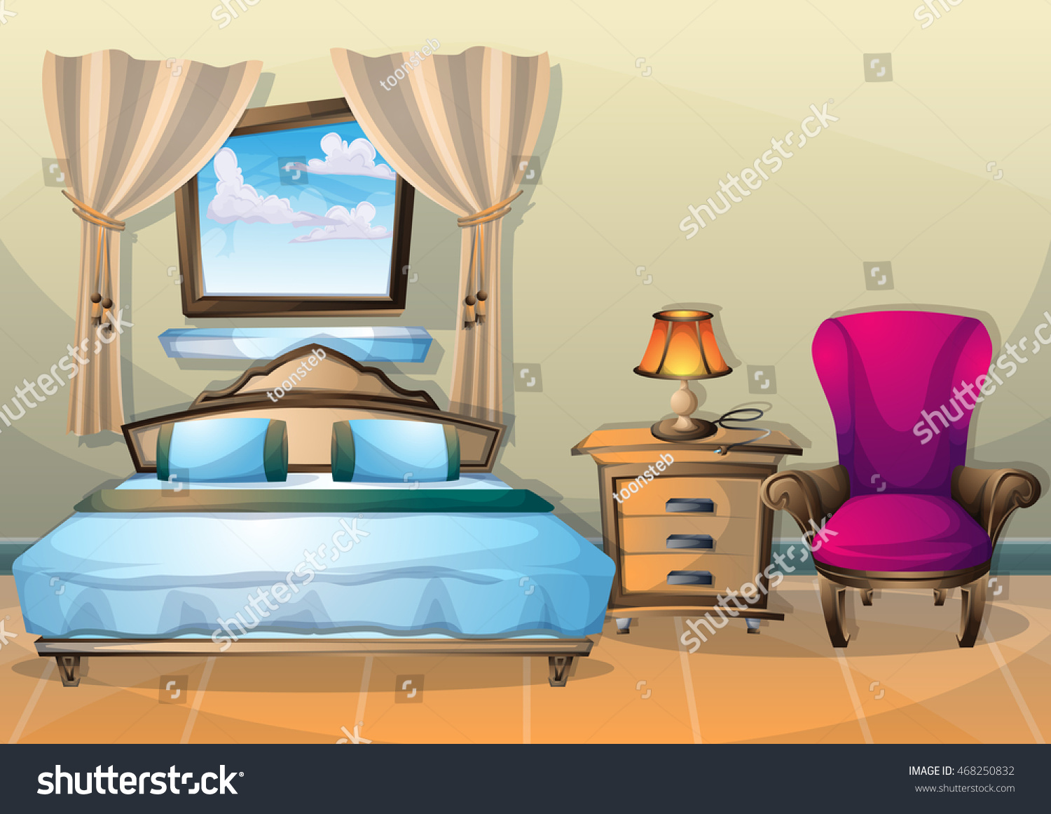 Cartoon Vector Illustration Interior Bedroom Separated Stock Vector ...