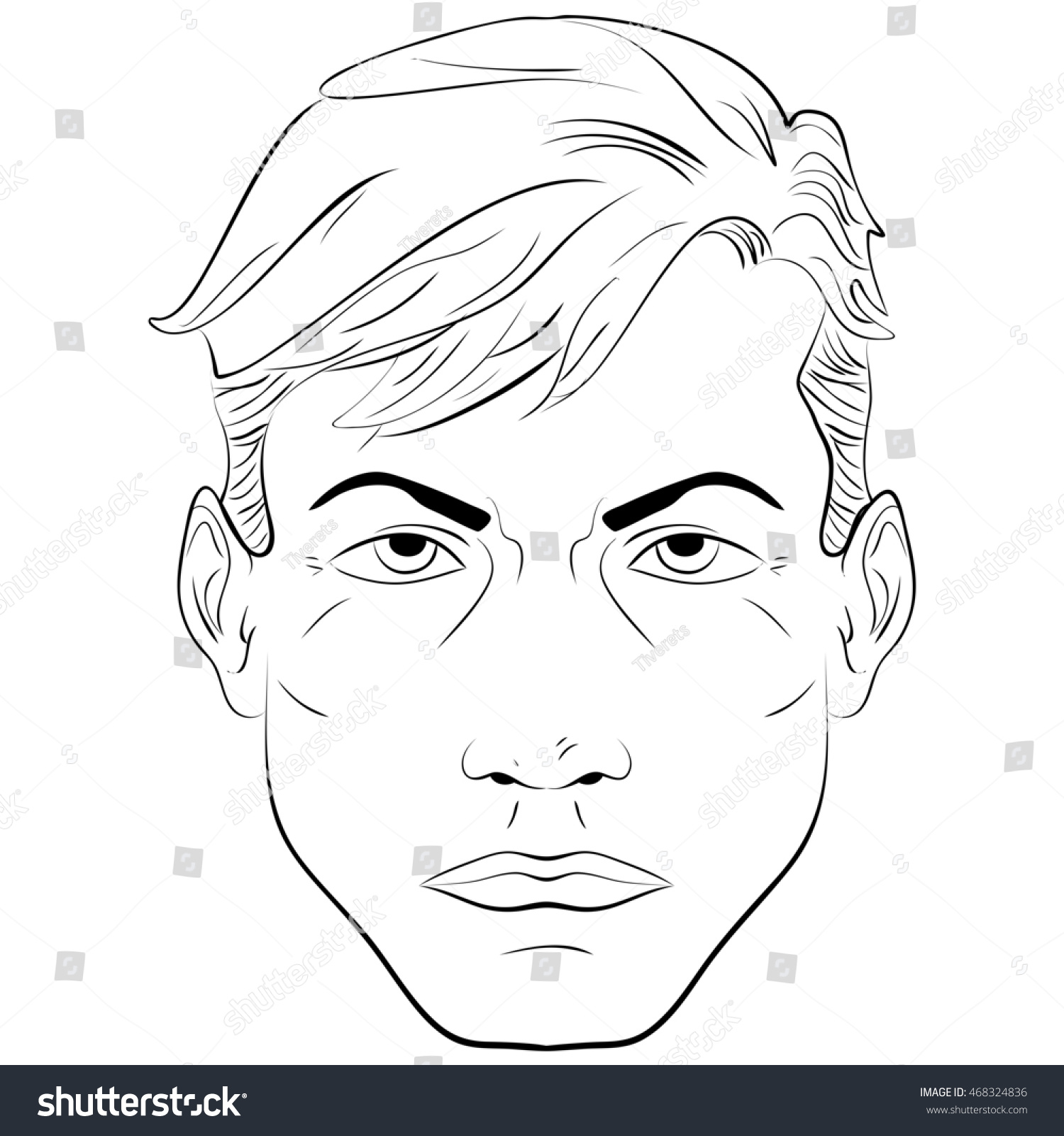 Sketch Portrait Handsome Man Face Closeup Stock Illustration 468324836 ...