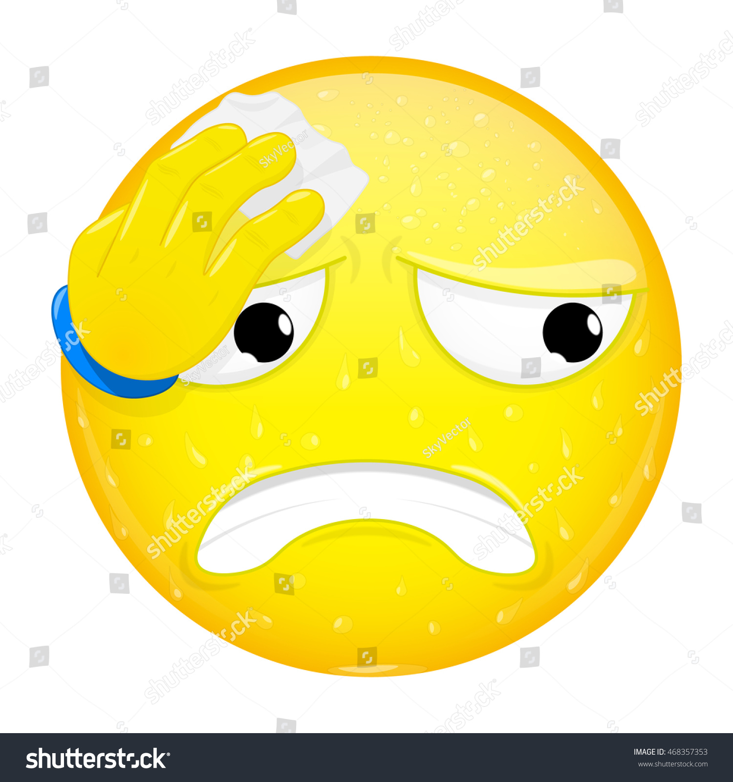 Vektor Stok Emoji Wipes Sweat Handkerchief Hard Work (Tanpa Royalti) 468357...