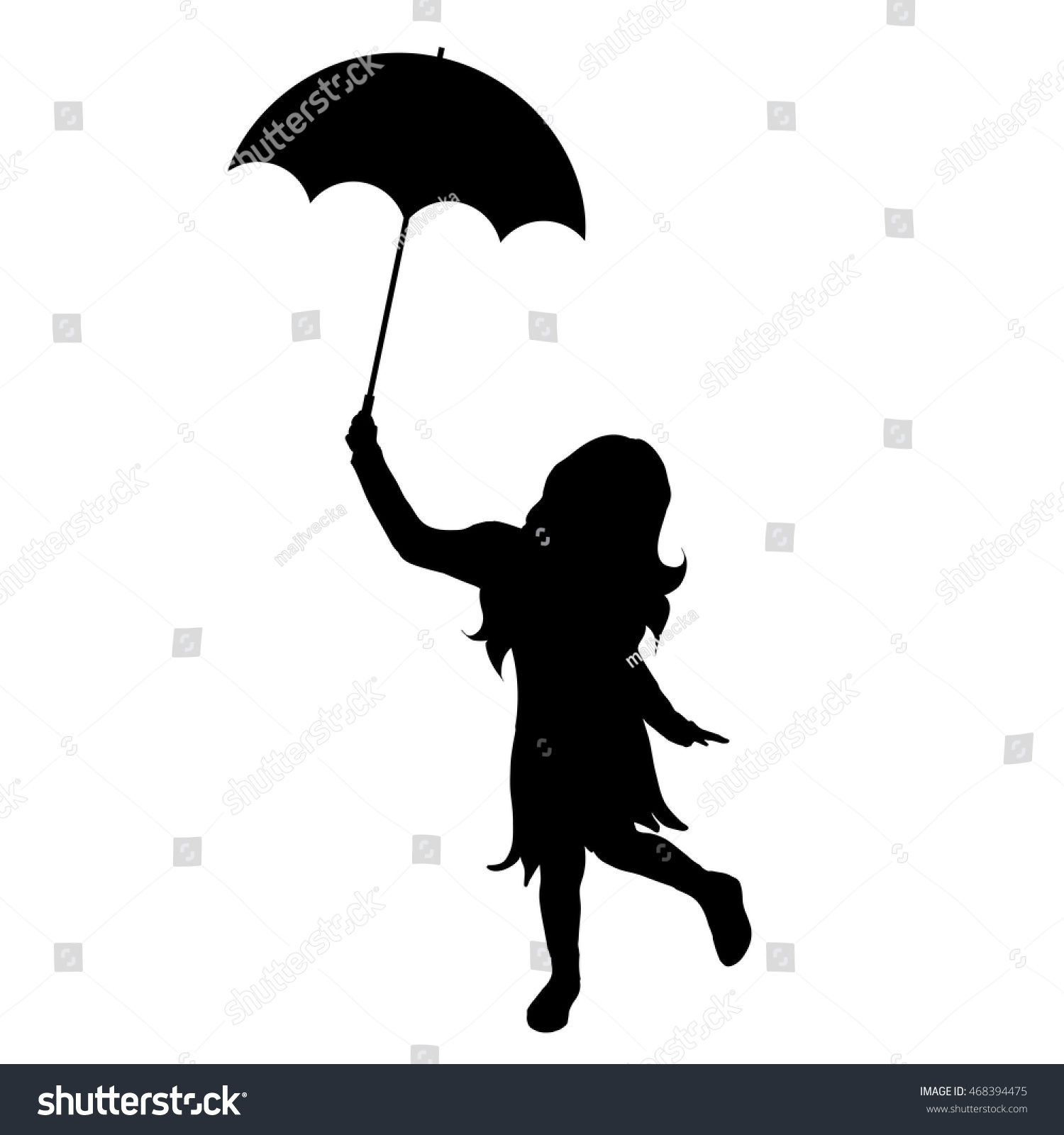 Девочка под зонтиком силуэт