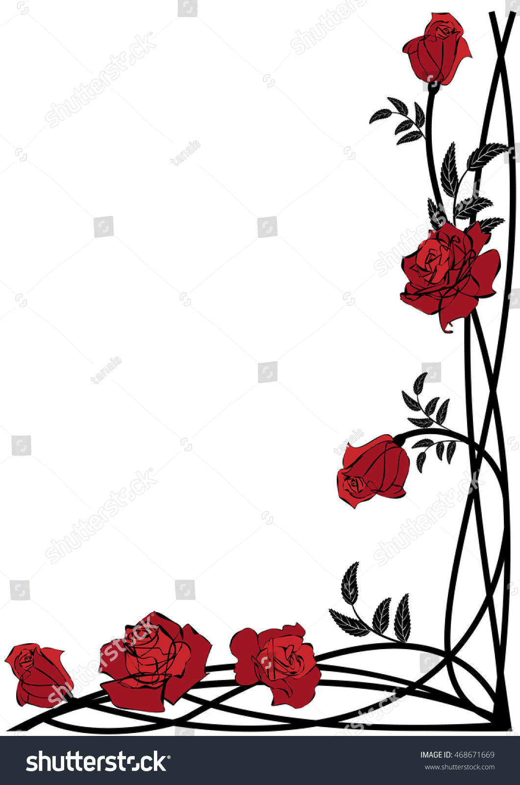 Vector Floral Border Roses Corner Design Stock Vector (Royalty Free ...