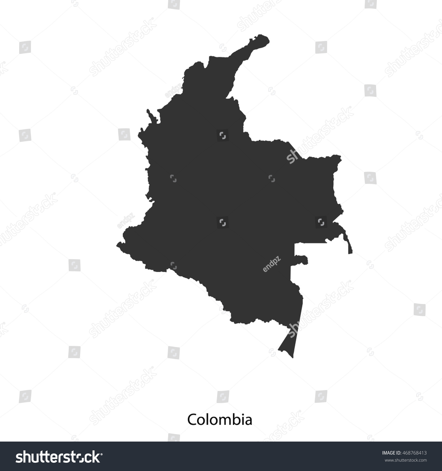 Vector Map Colombia Black On White Stock Vector (Royalty Free ...