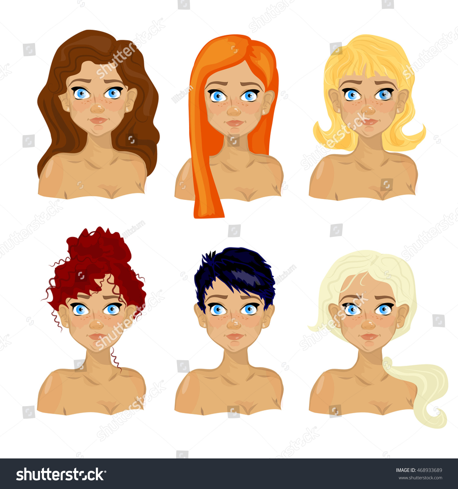 Women Different Hairstyles Vector Illustration Stock Vector Royalty Women Different Hairstyles Vector Illustration Stock Vector Royalty