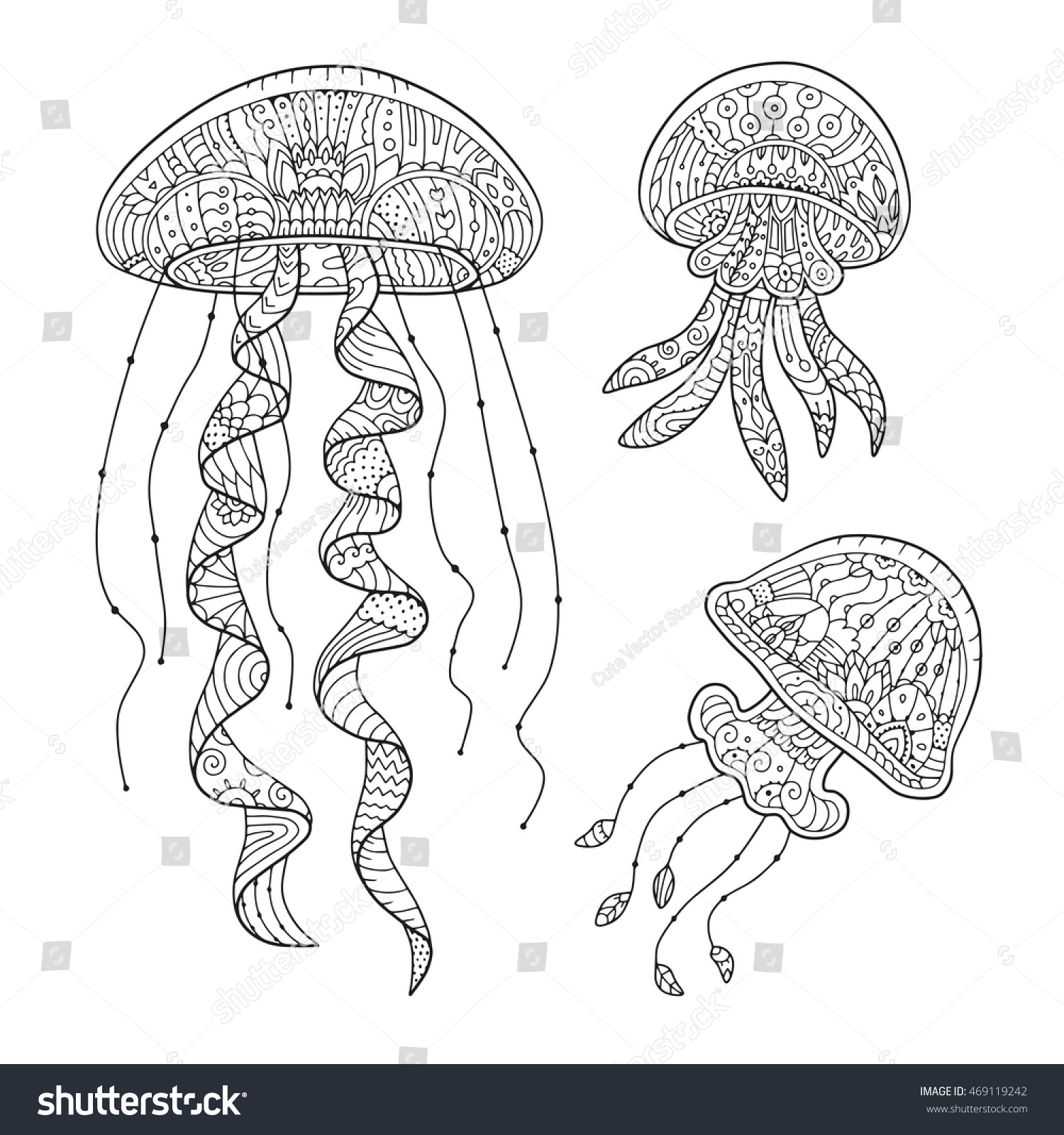 Медуза раскраска реалистичная