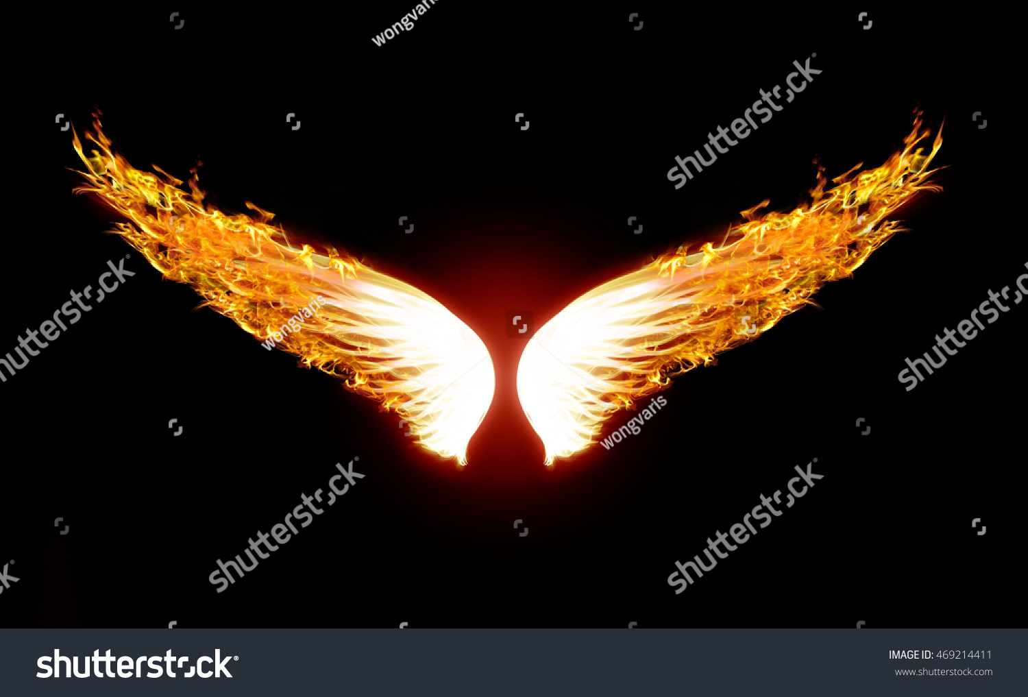 Flames Wings On Black Background Stock Illustration 469214411 ...