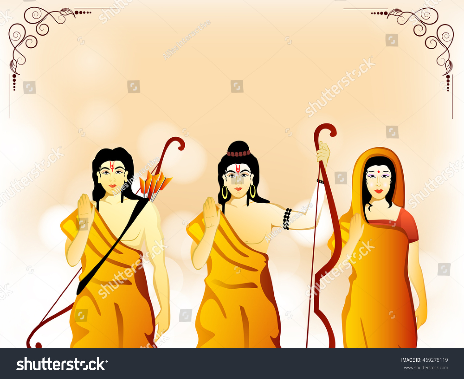 Hindu Lord Shri Rama His Wife Stock Vector (Royalty Free) 469278119 ...