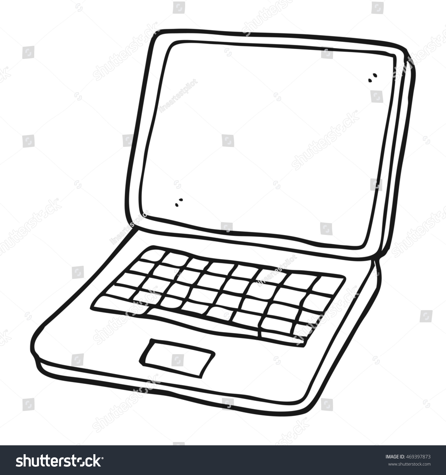 Freehand Drawn Black White Cartoon Laptop Stock Illustration 469397873 ...