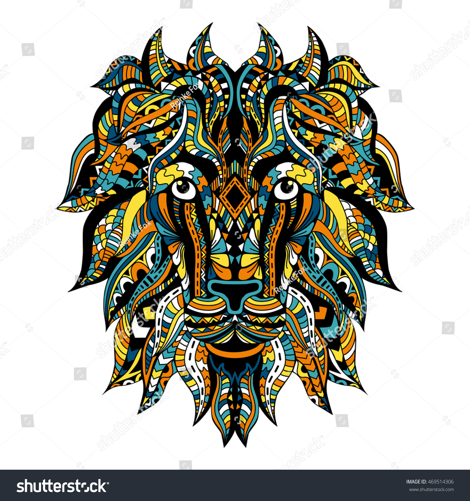 Ornamental Tattoo Lion Head Zentangle Stylized Stock Vector (Royalty ...