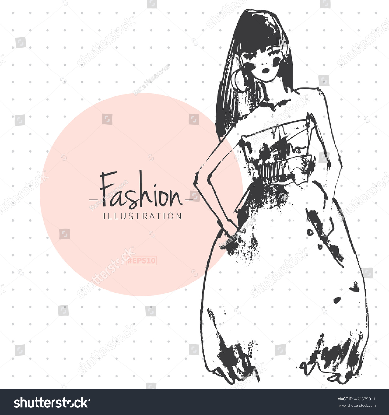 Fashion Portrait Drawing Sketch Vector Illustration Stock Vector ...