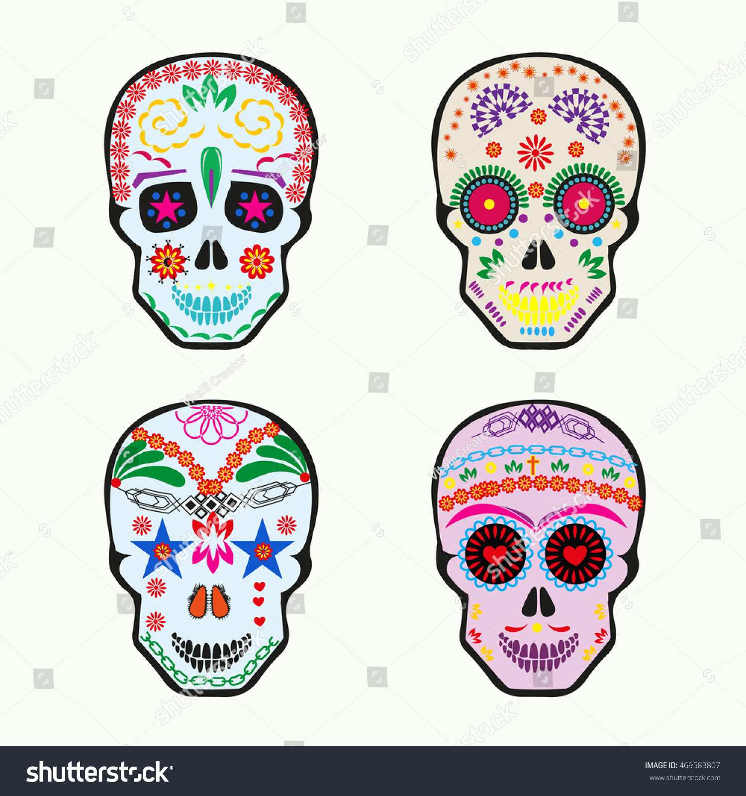 Vector Sugar Skulls Symbol Icon Vector De Stock Libre De Regalías 469583807 Shutterstock 1441