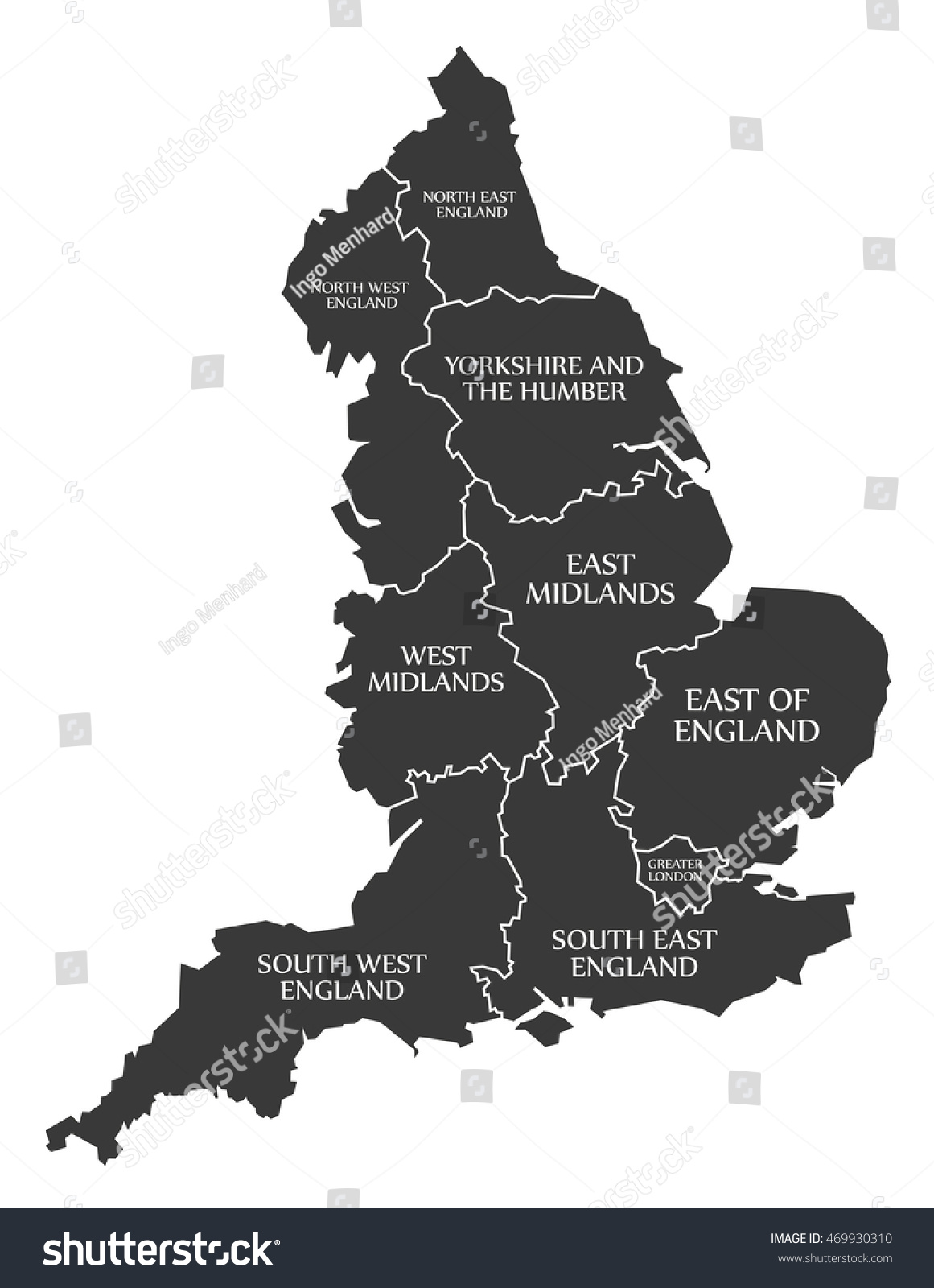 England Map Labelled Black Stock Vector (Royalty Free) 469930310 ...