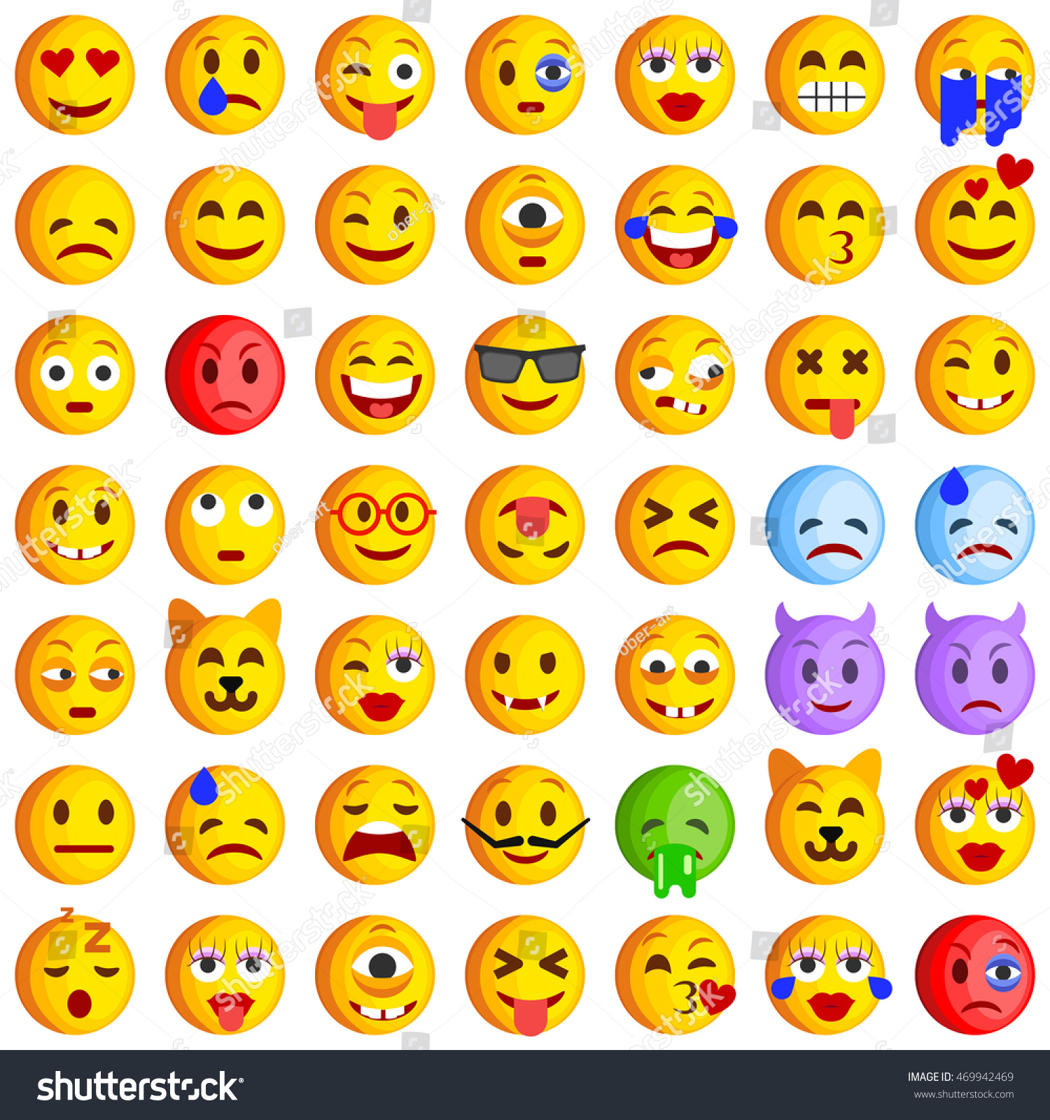 Set Emoticons Set Emoji Smile Icons Stock Vector (Royalty Free ...