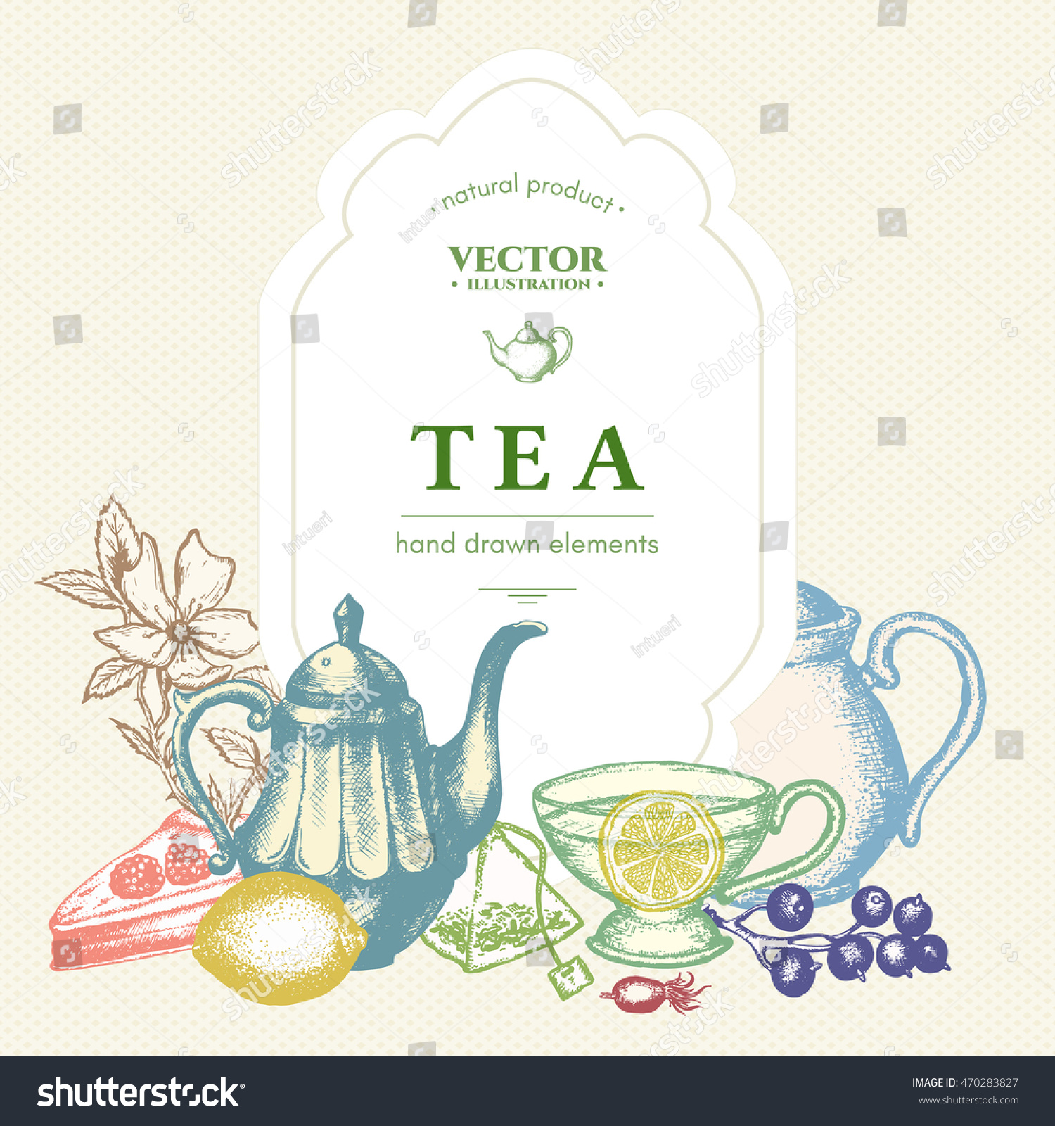 Tea Vector Card Tea Elements Design Stock Vector (Royalty Free ...