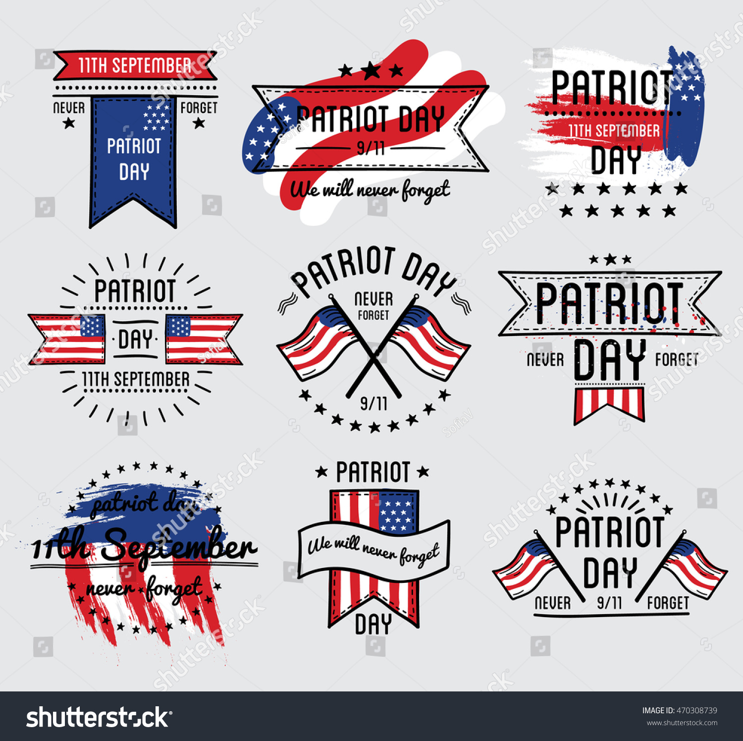 Patriot Day Vector Set September 11 Stock Vector (Royalty Free ...