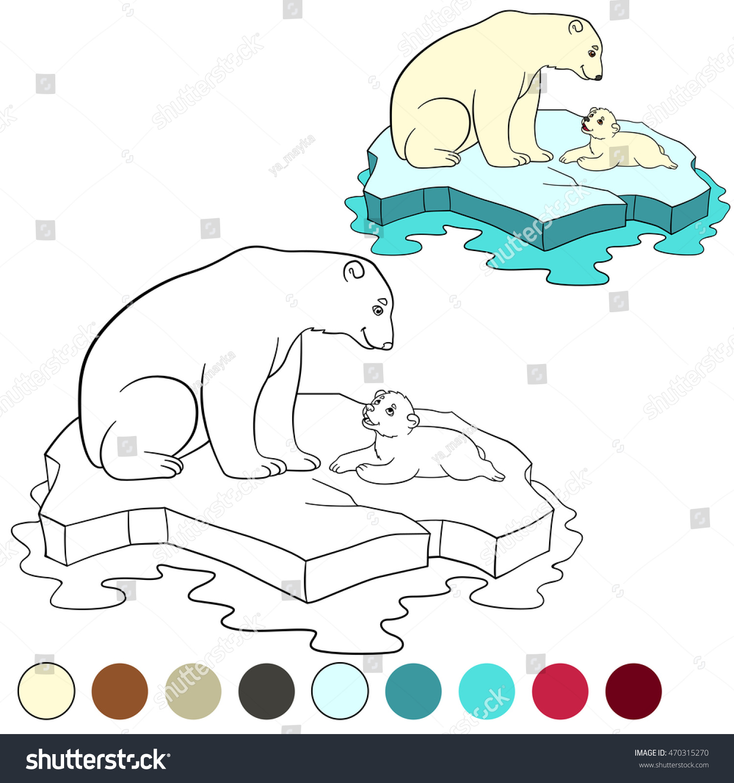 Медведь на льдине раскраска