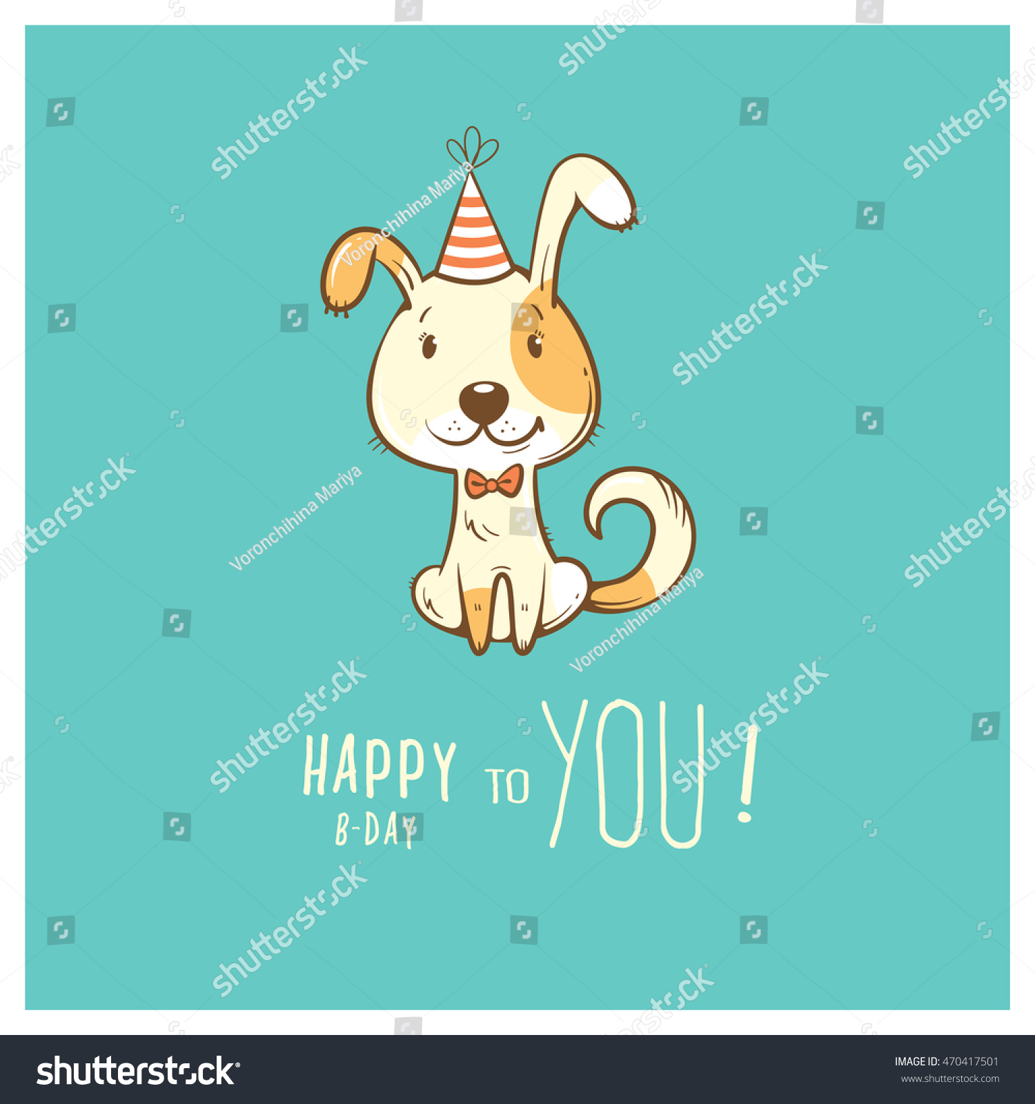 Birthday Card Cute Cartoon Dog Party Stock Vector (Royalty Free ...