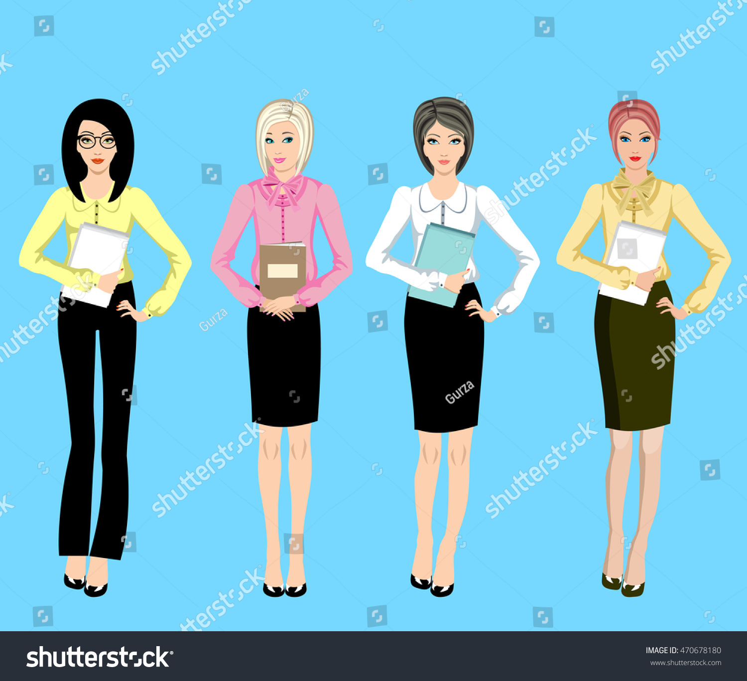 Business Women Office Employees Vector Stock Vector Royalty Free 470678180 Shutterstock 2754