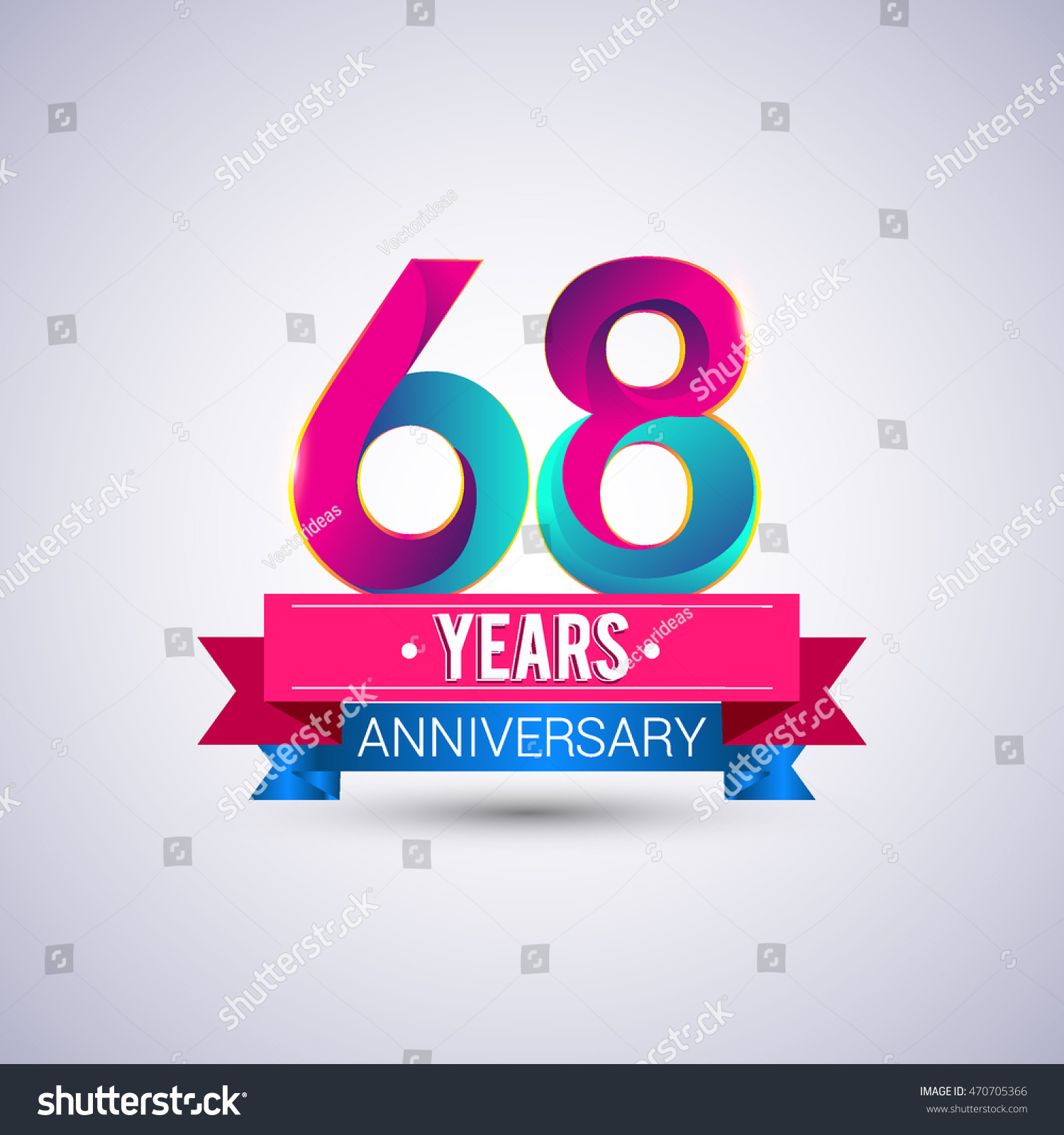 68 Years Anniversary Logo Blue Red Stock Vector (Royalty Free ...