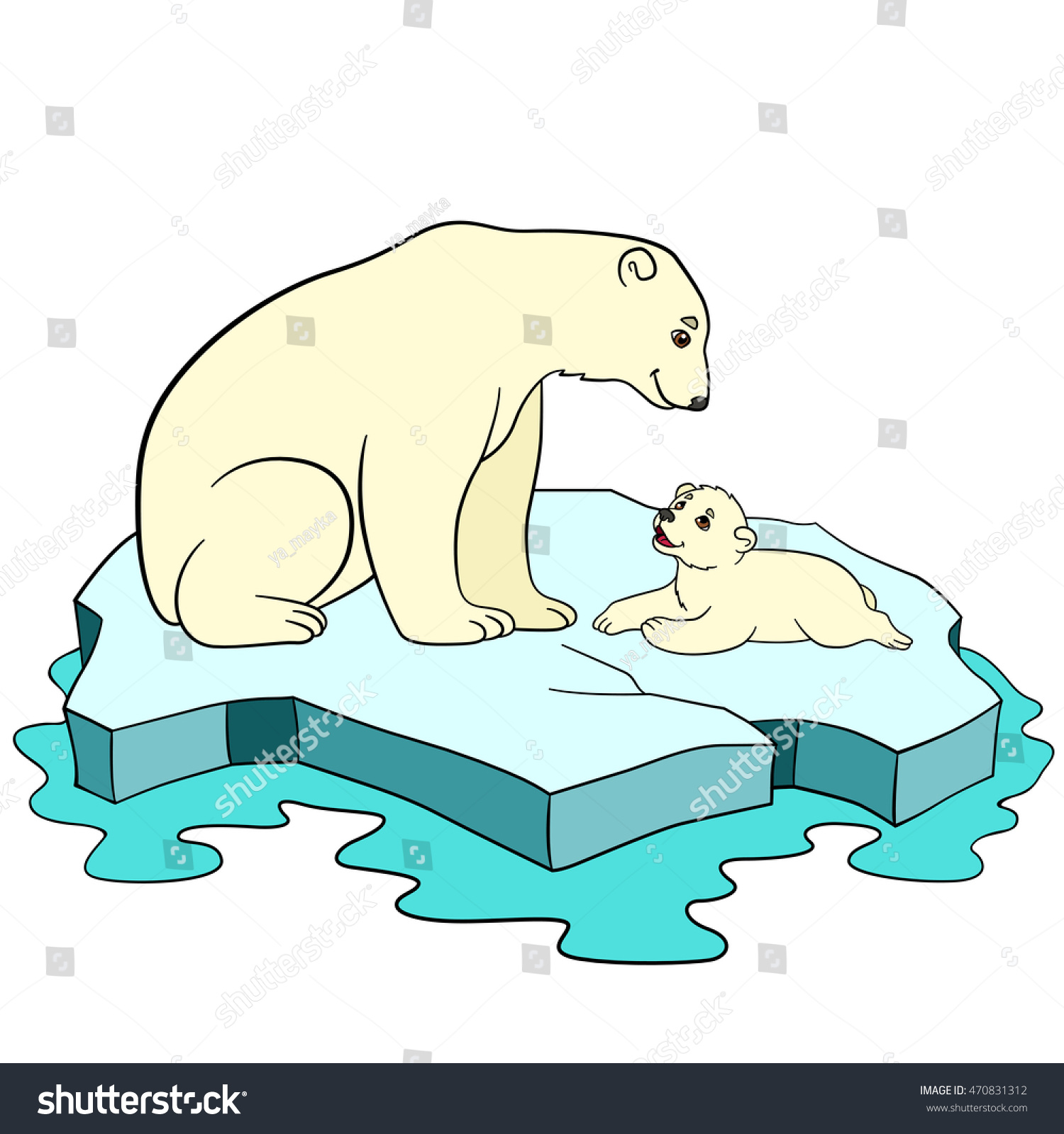 Белый медведь на льдине для детей на прозрачном фоне для детей