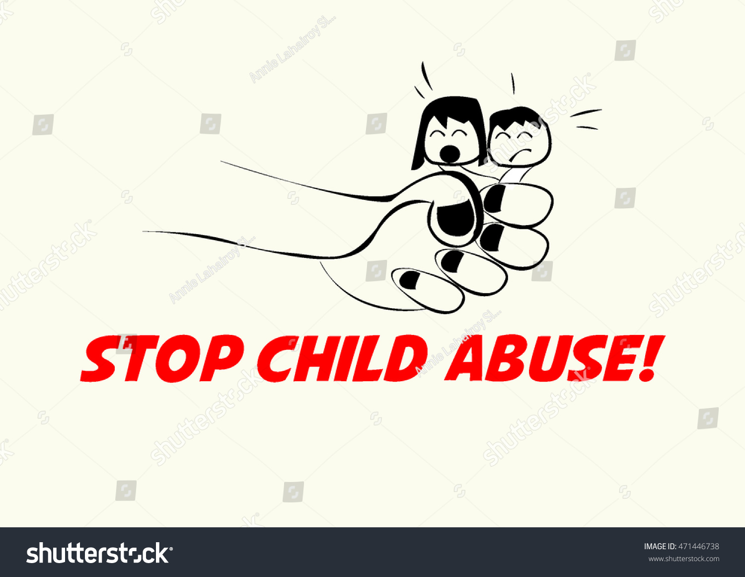 Vektor Stok Stop Child Abuse Cartoonhand Strangle Lives (Tanpa Royalti) 471...