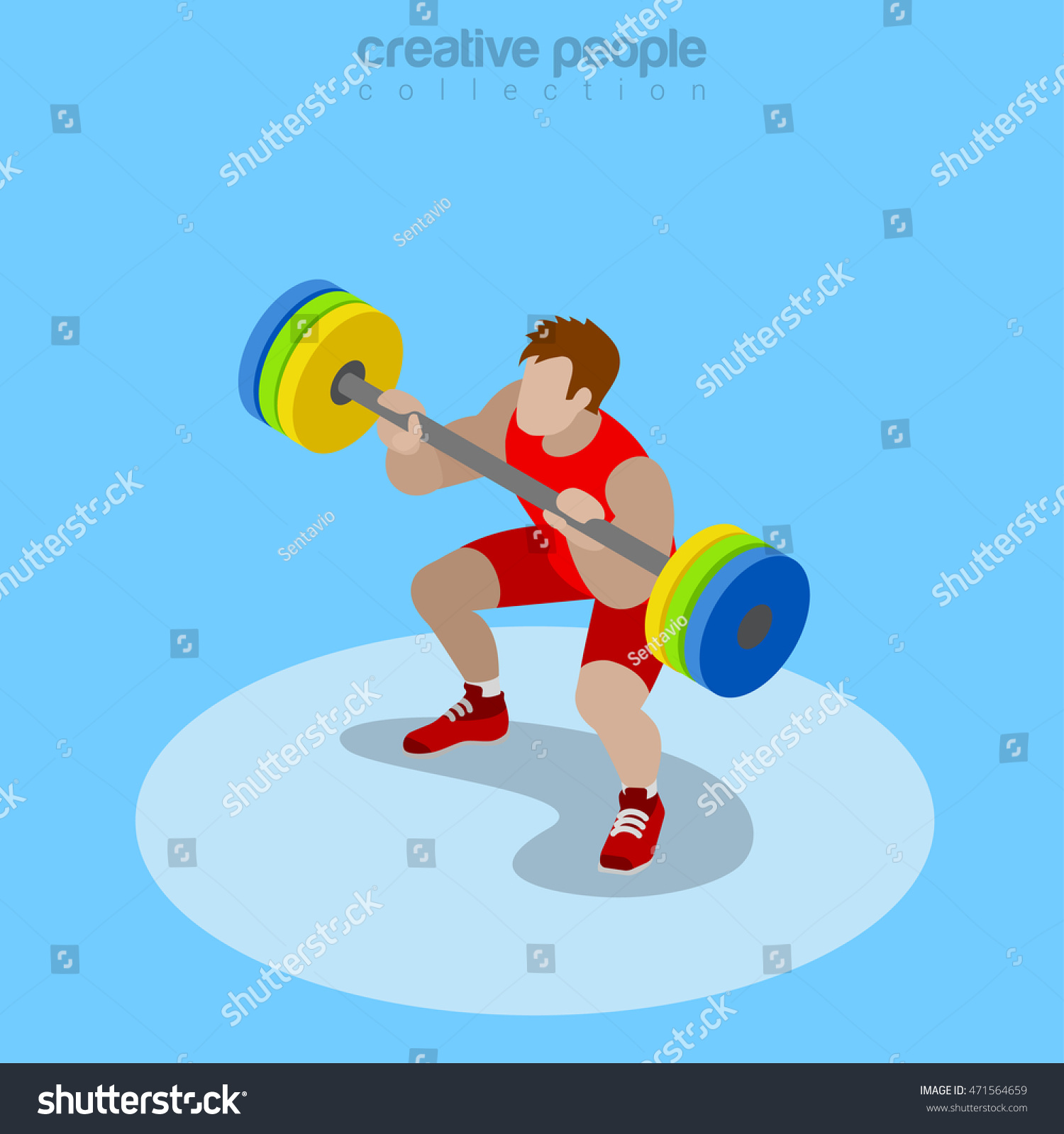 Flat Isometric Power Lifter Lifting Barbell Stock Vector (Royalty Free ...