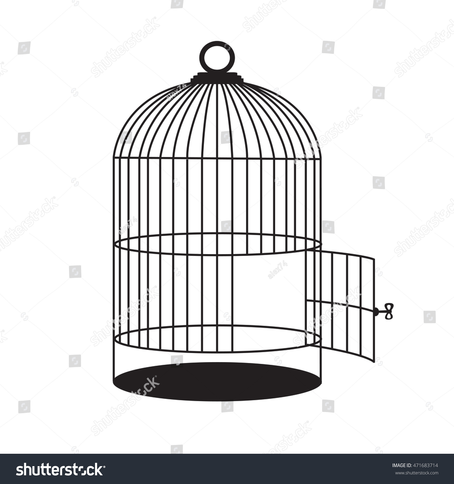 Птичья клетка с открытой дверцей