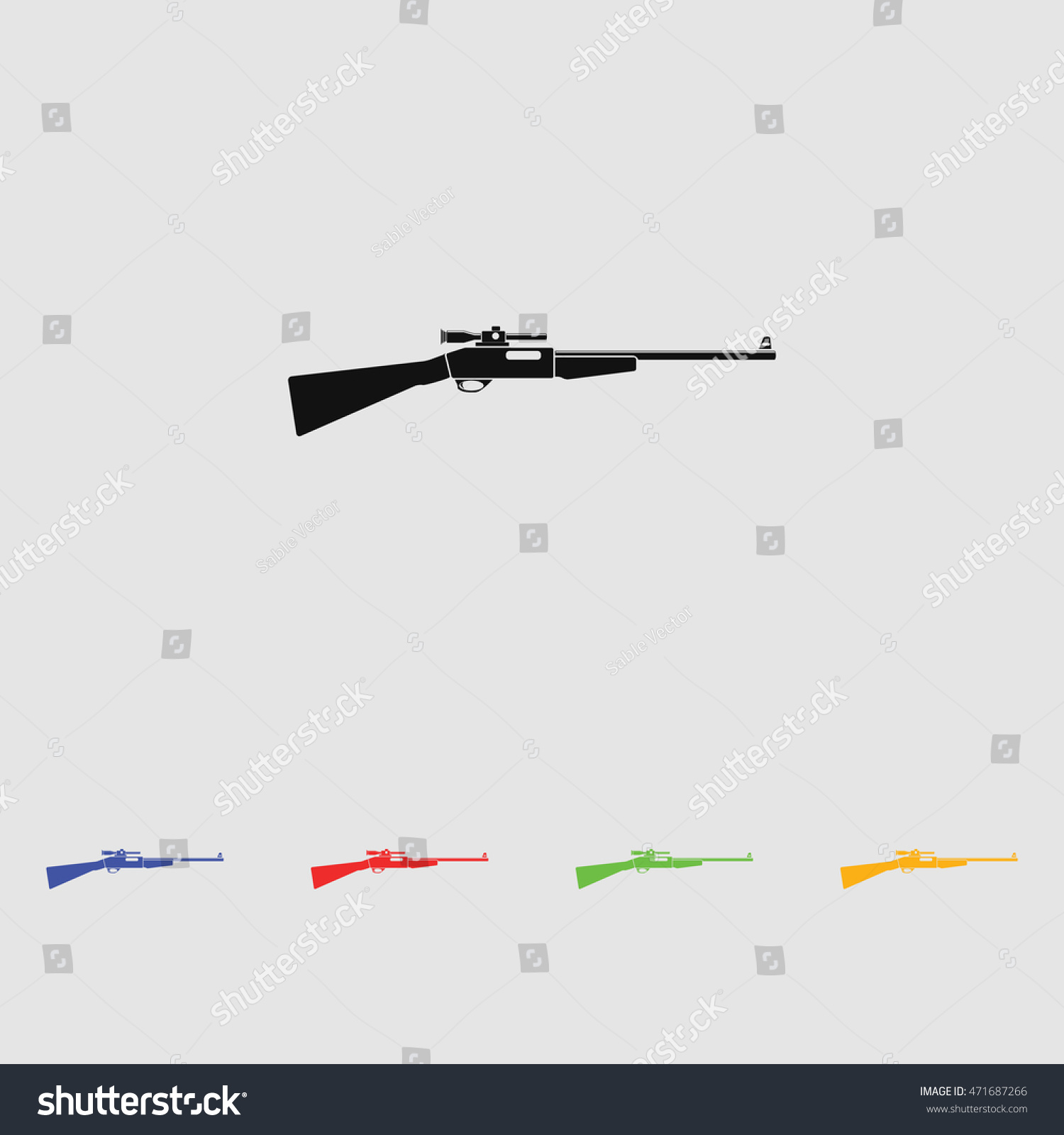 Sniper Rifle Vector Black Simple Icon Stock Vector (royalty Free 