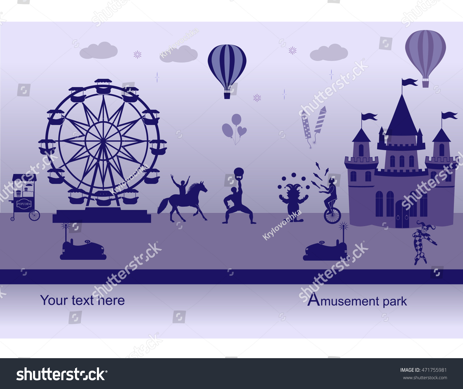 Amusement Park Fairytale Castle Vector Illustration Stock Vector ...