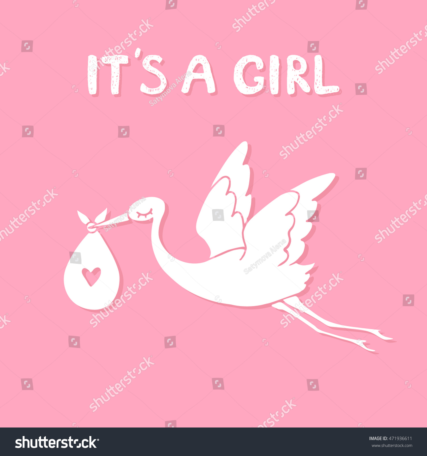 Flying Stork Baby Girl Girl Vector Stock Vector (Royalty Free ...