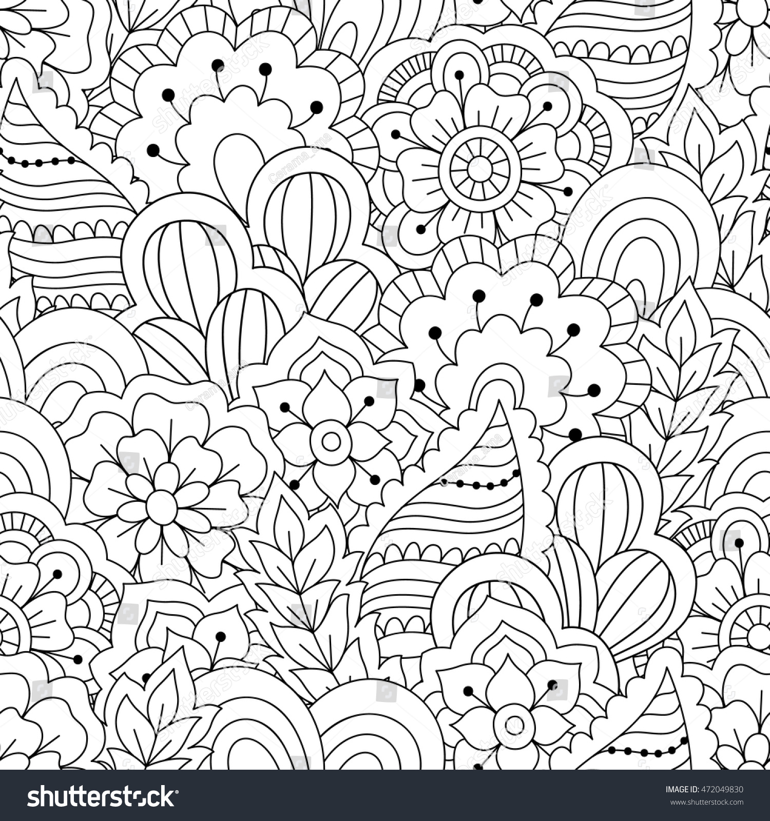 Seamless Black White Background Floral Ethnic Stock Vector (Royalty ...