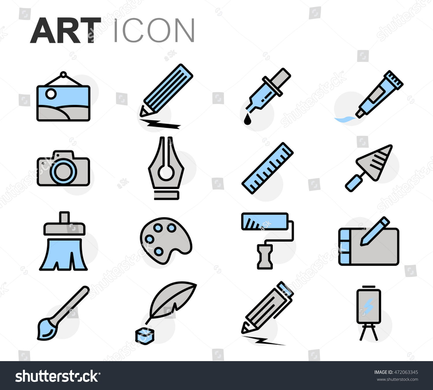 Vector Flat Line Art Icons Set Stock Vector (Royalty Free) 472063345 ...