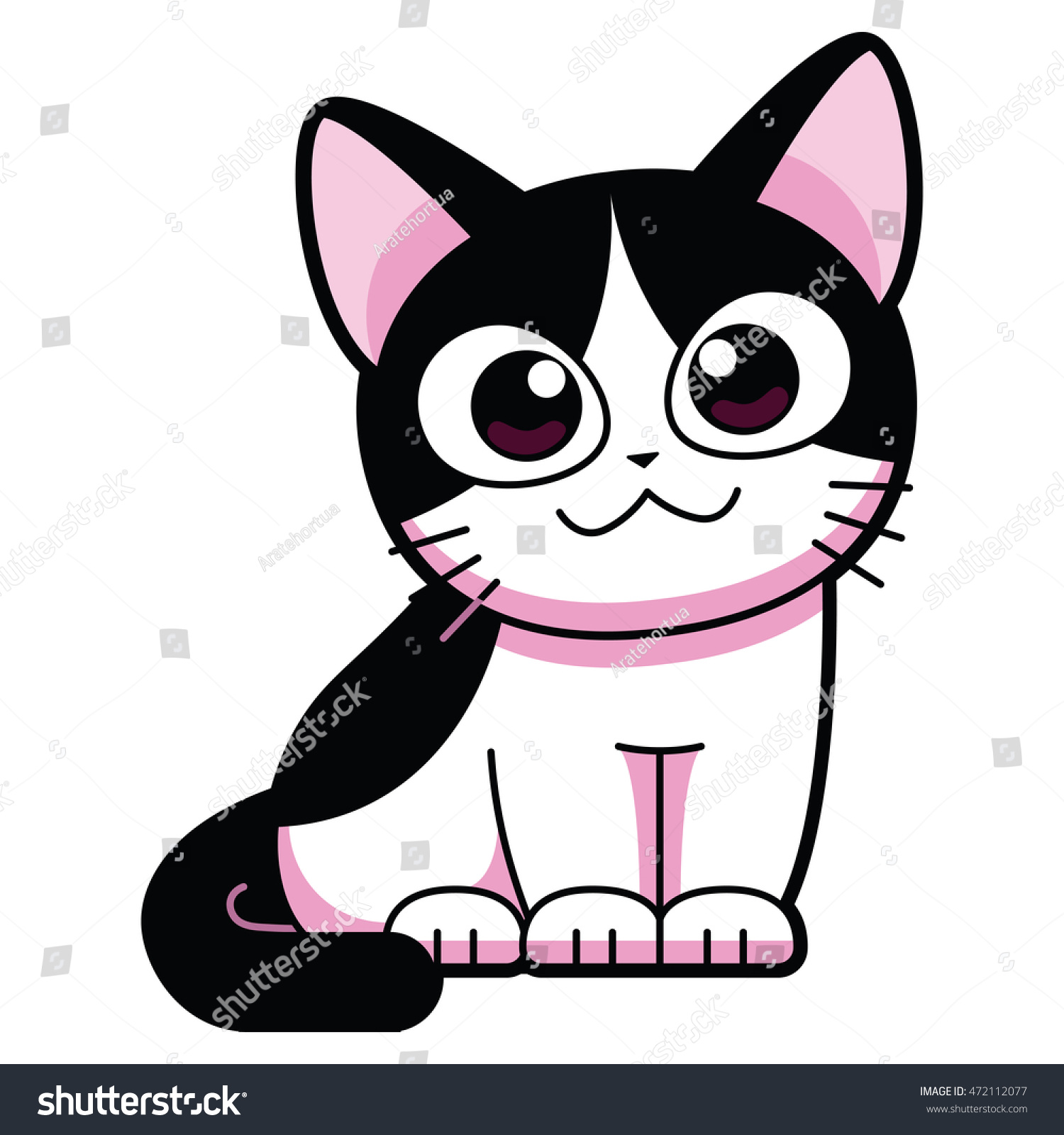 Vector Cartoon Cute Cat Isolated On Stock Vector (Royalty Free ...