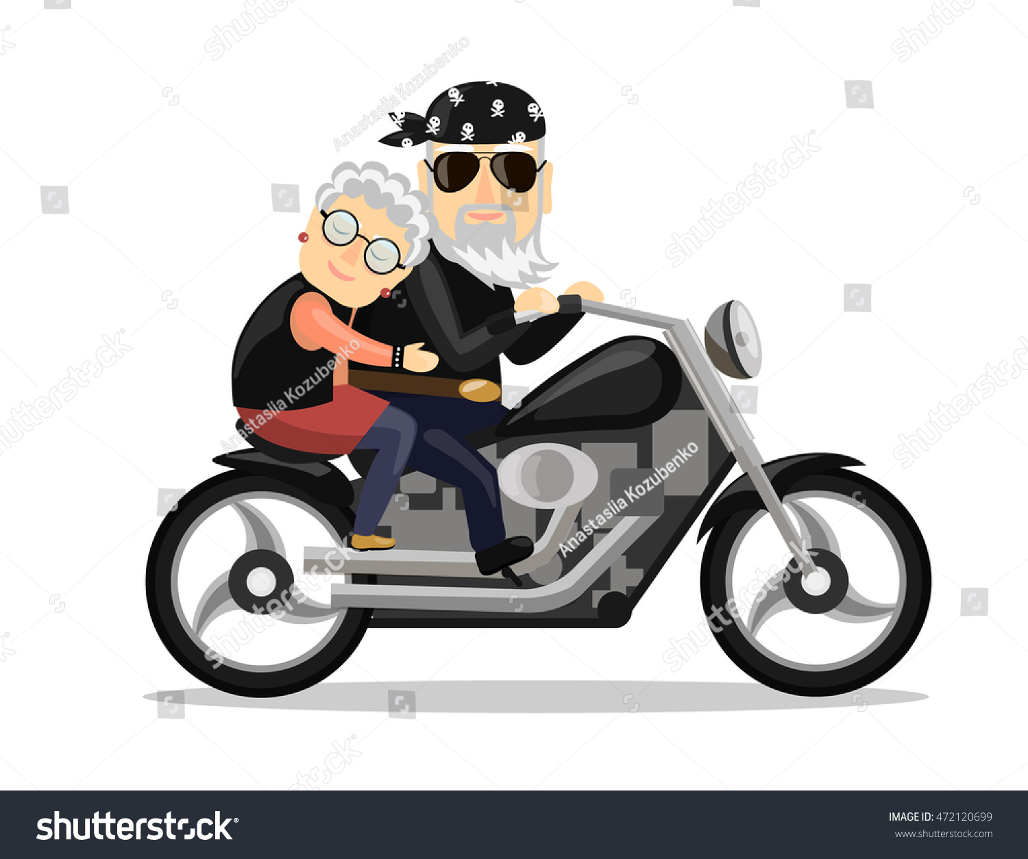 Дед с бабкой на мотоцикле